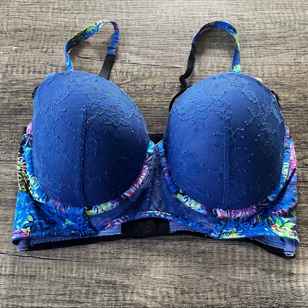 Victoria's Secret x Mary Katrantzou Lingerie Bra Fashion Show Blue 36D